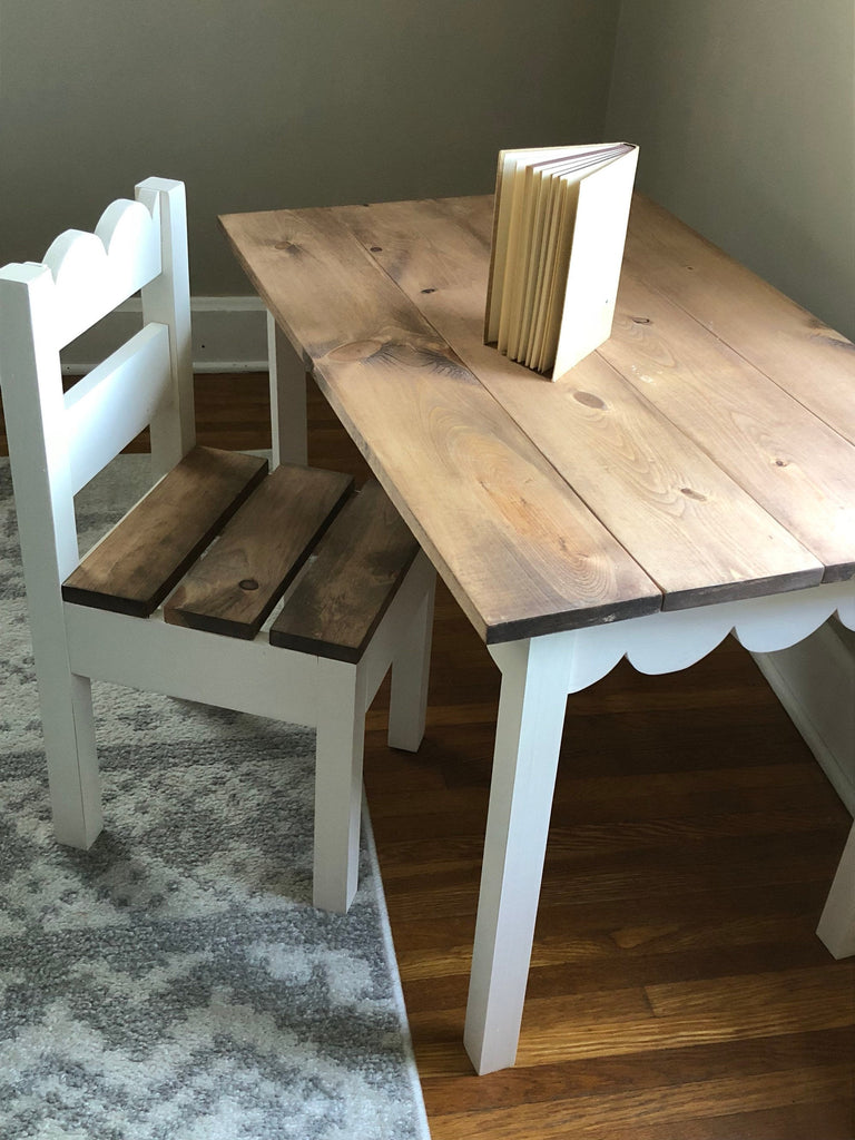 Children s Scalloped Farmhouse Table Chairs sold seperately